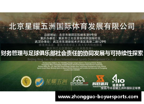 财务管理与足球俱乐部社会责任的协同发展与可持续性探索 财务管理与足球俱乐部社会责任的协同发展与可持续性探索